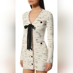 Self Portrait Ivory Contrast Yarn Button Down Knit Dress, VGUC, Size M